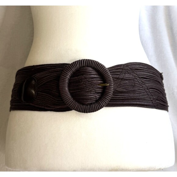 Coldwater Creek Accessories - Coldwater‎ Creek Brown Wide Woven Cotton Belt Faux Leather Accents Statement S/M